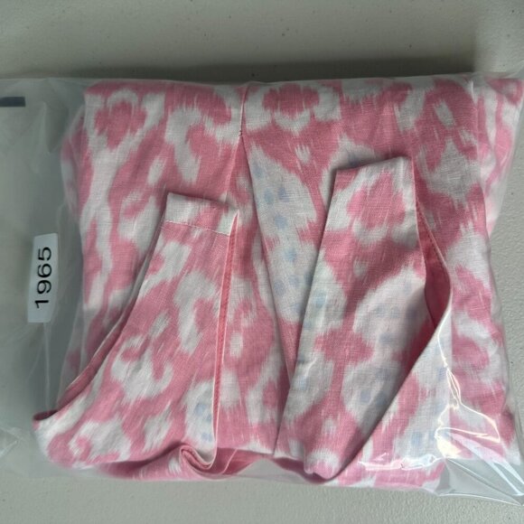 Gap Linen Mini Dress Fit and Flare Size 4 Pink Geometric V Neck - Picture 11 of 11